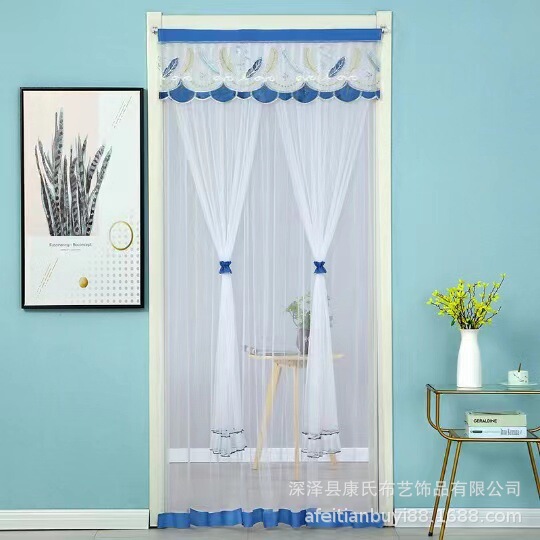 Summer Double-layer Door Curtain Anti-insect and Anti-mosquito Punch-free Door Curtain Delivering Velcro Lace Gauze Curtain Bedroom Living Room Curtain