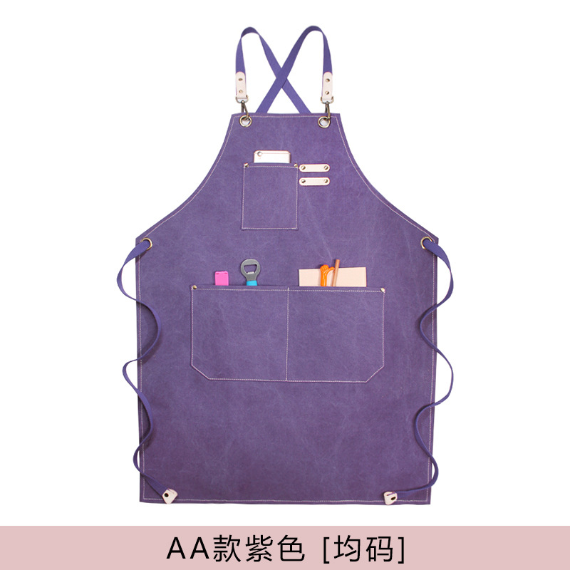 Amazon engrosada lienzo delantal logotipo personalizado leche té tienda bar chef peluquería guardapolvos delantal al por mayor