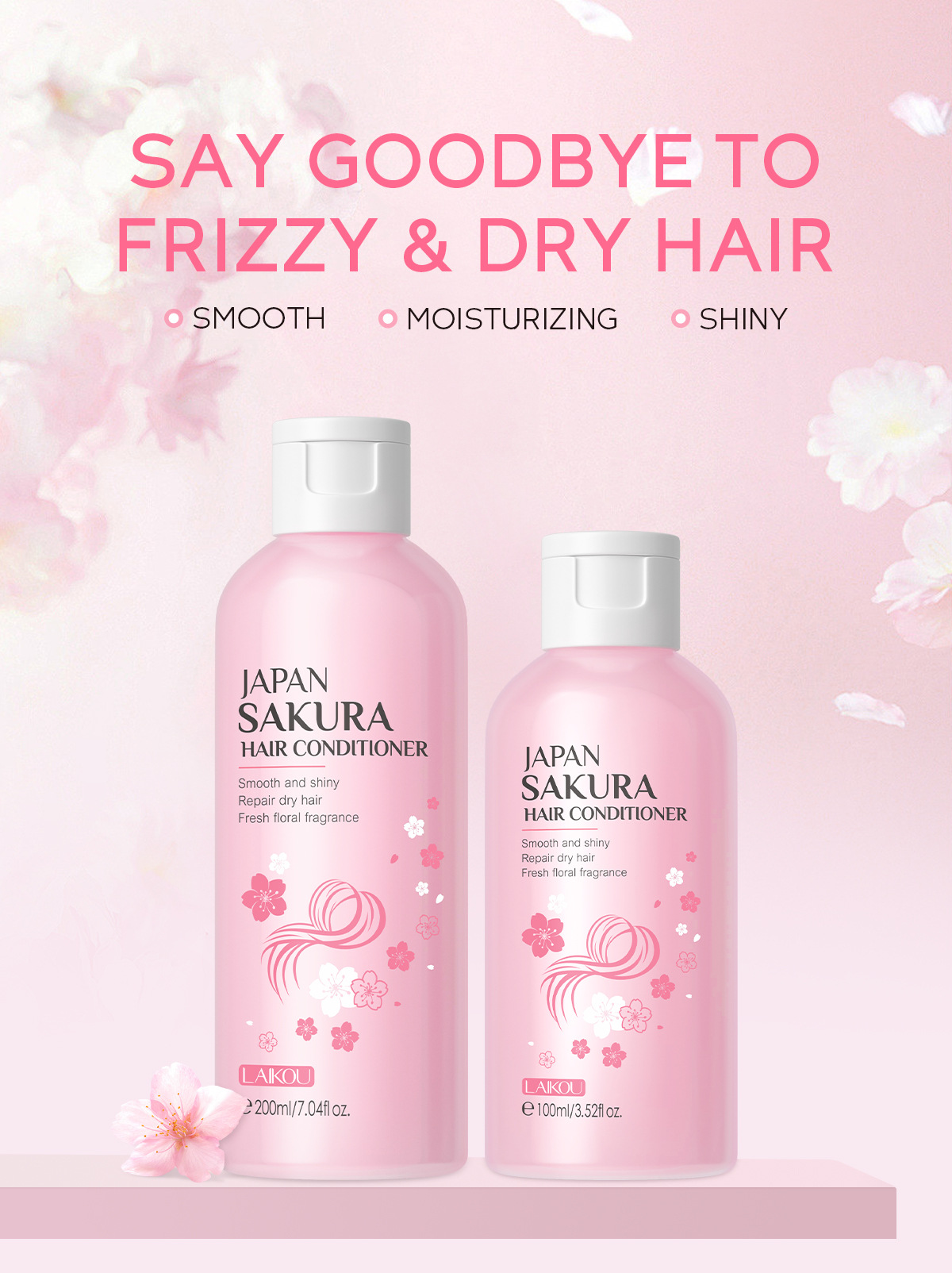 Cross-border LAIKOU Cherry Blossom Conditioner 200ml, smooth, lustrous, Moisturizing and improving frizz, factory in stock wholesale undefined