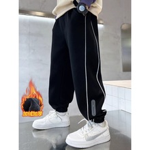 冬季中大儿童男童休闲裤子秋装2023新款冬款男孩运动加绒加厚卫裤