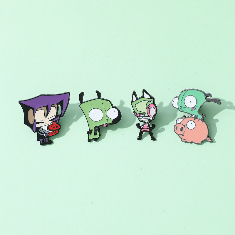 European and American Cartoon Characters Alien Invaders ZIM Alloy Brooch Green Alien Metal Badge Accessories Pin European and American Cartoon Characters Alien Invaders ZIM Alloy Brooch Green Alien Metal Badge Accessories Pin