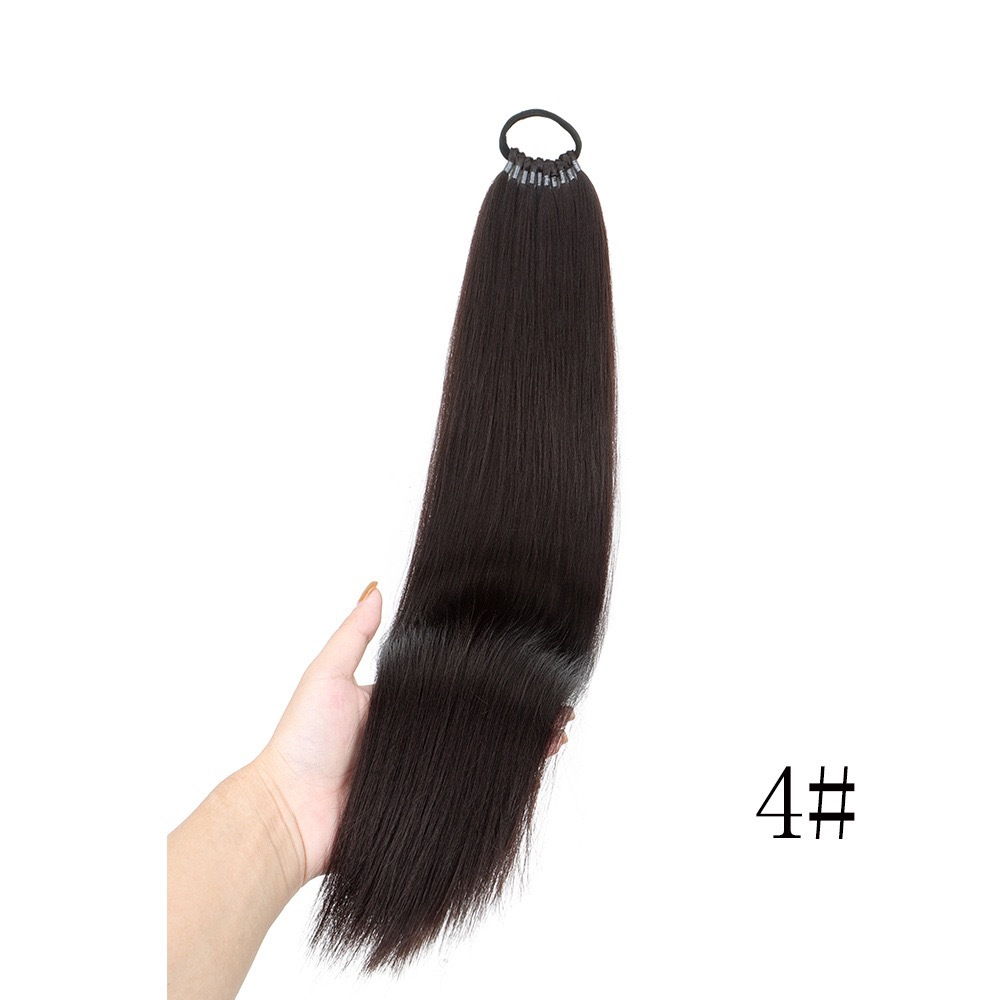 Transfronterizos Europeos y estadounidenses de cola de caballo Straight Ponytail peluca de cola de caballo larga barra de goma peluca de fibra química