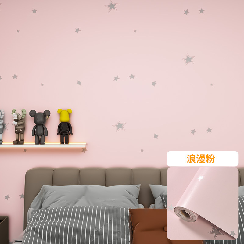 Papel pintado autoadhesivo estrella Plaid dormitorio impermeable a prueba de humedad pegatinas de renovación color sólido blanco Fondo vivo pegatinas papel pintado