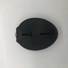 定制创意真皮徽章皮套二层皮徽章皮夹金属珠链锰钢徽章夹保护皮套