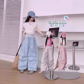 2026新款女童工装裤夏薄款儿童街舞女大童休闲洋气夏季速干裤子潮