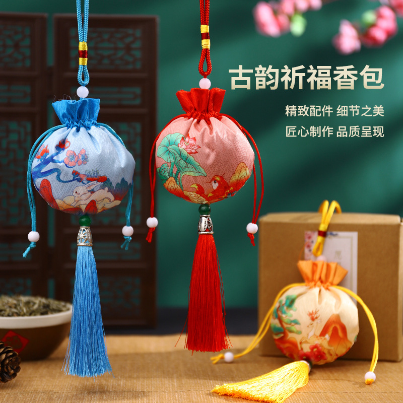 Zen estilo chino tradicional estilo antiguo brocado bolsa Dragon Boat Festival bolsita bolsa vacía bolso de la joyería bolsita bordado monedero bolsita