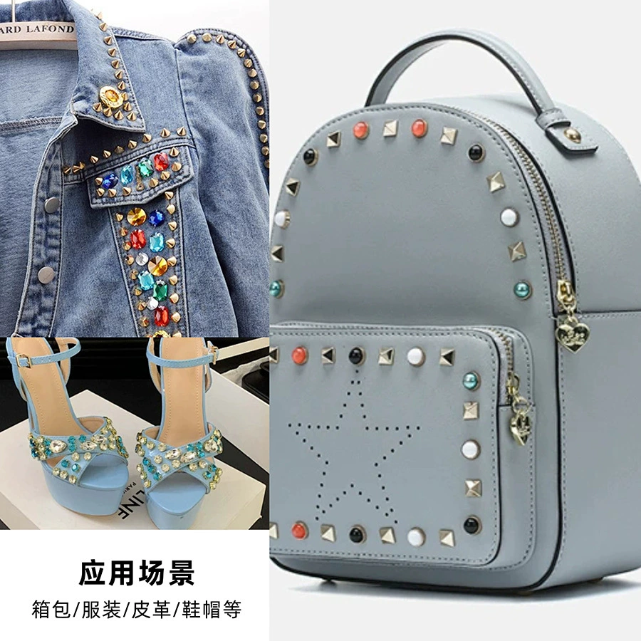 Factory supplies colorful flat-bottomed claws with claws glass diamond clothing bags leather shoes and hats rust-free rhinestone jewelry nails