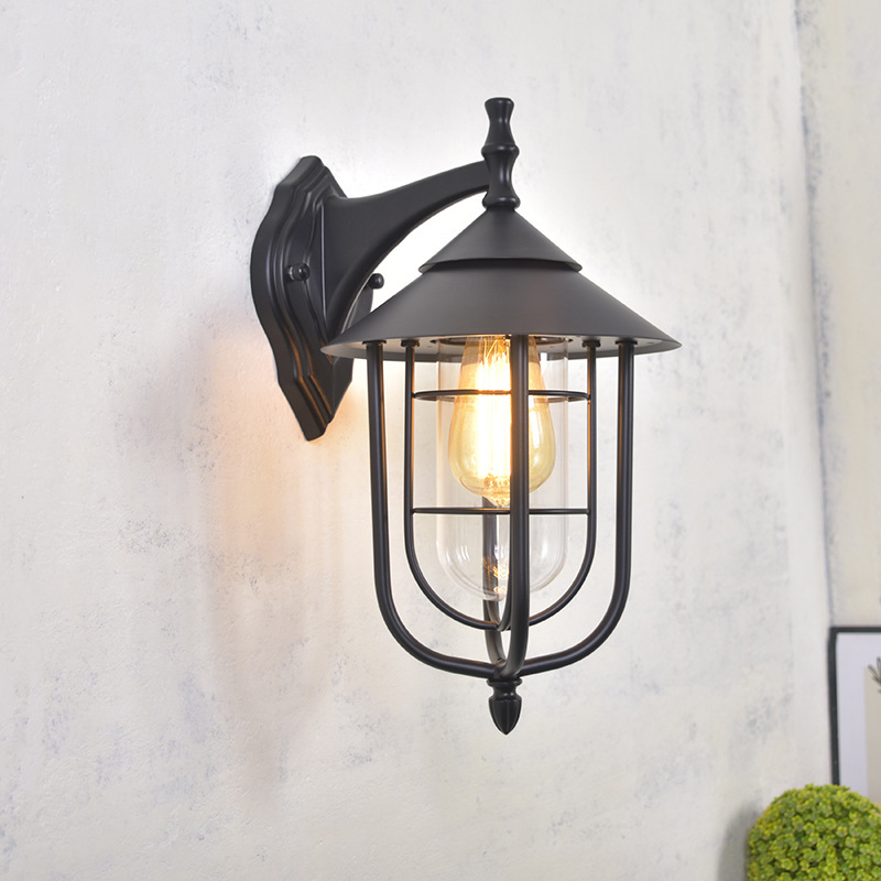 Cross-Border Simple Outdoor Retro Wall Lamp Courtyard Waterproof Glass Lamp Porch Community Villa Factory Direct Sale