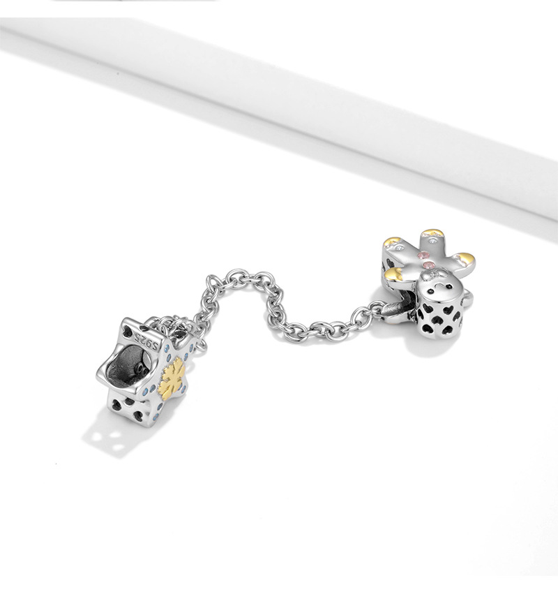 Diy pendant Christmas five-pointed star snowflake & snow cake man protection chain Christmas sterling silver bracelet diy accessories_voghion.com