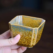 窑变结晶釉主人杯陶瓷单杯四方大号品茗杯高端茶盏喝茶个人专用