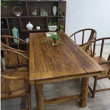 老榆木餐厅餐馆大排档桌椅工厂批发风化桌复古中式榆木桌