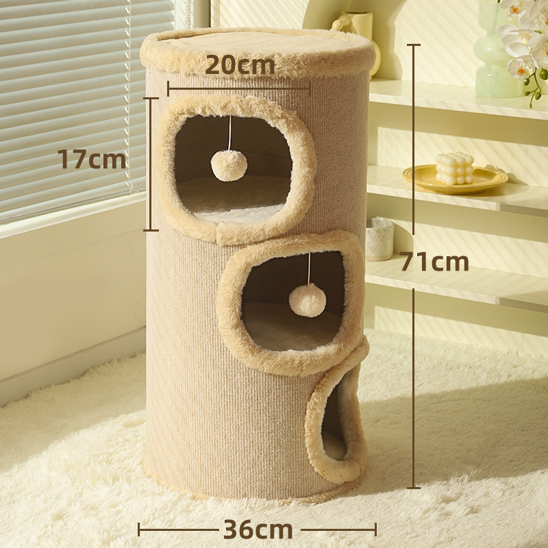Marco de escalada para gatos, nido para gatos, árbol para gatos, todo en uno, agujero para árbol para gatos de varias capas, tabla de raspado para gatos de doble capa de invierno, casa para gatos de invierno, cálido en invierno