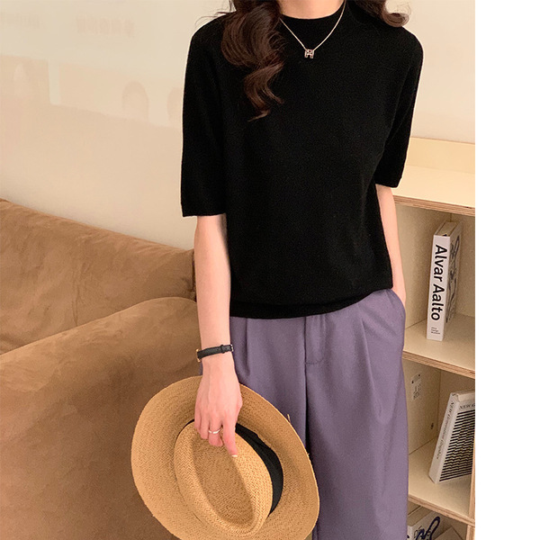 elegant woolen autumn solid color colored knitted sweater