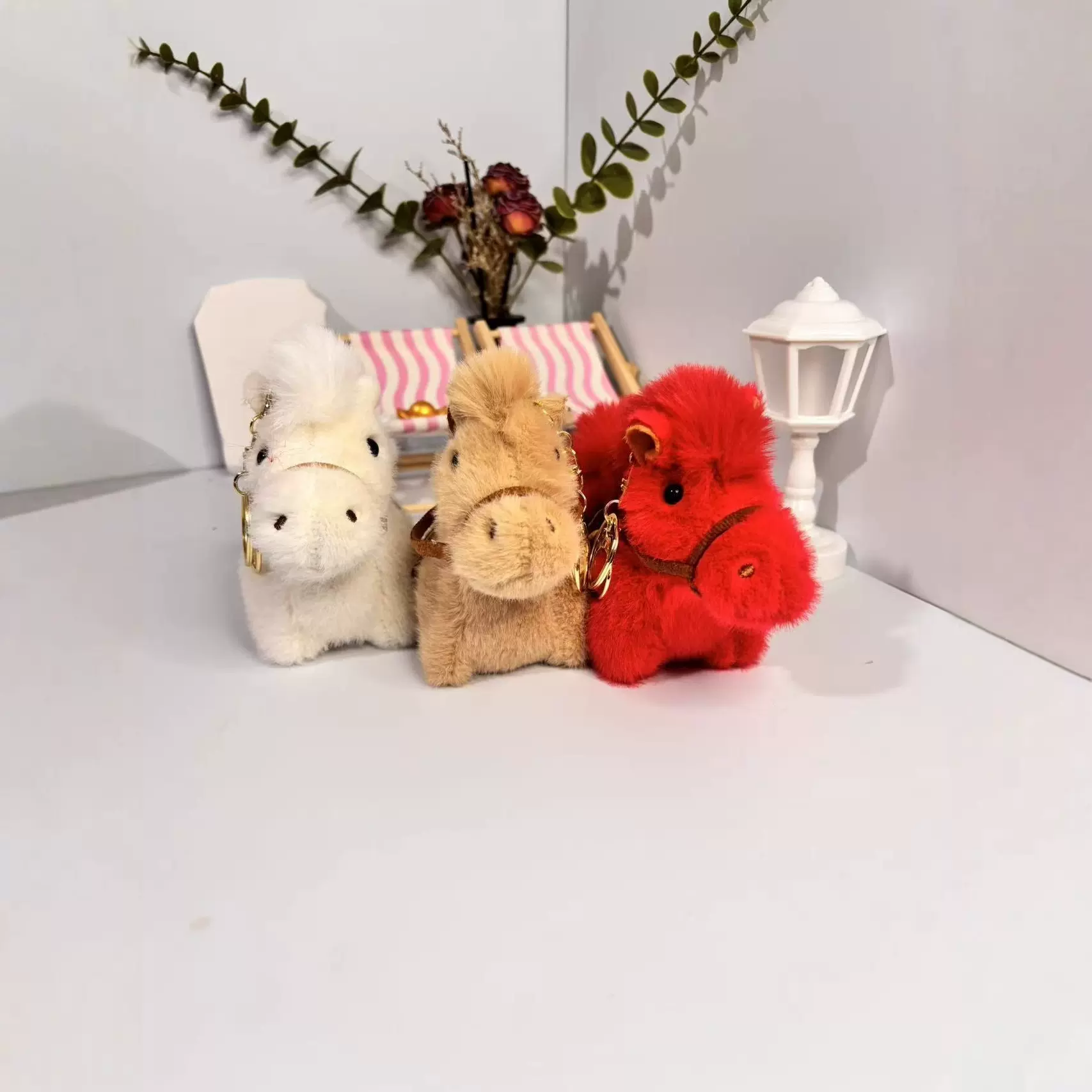 新款墩墩马马上有钱毛绒钥匙扣挂件吉祥物公仔桌面小矮马摆件