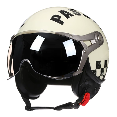 men's and women's half-covered motorcycle – Motosiklet kaskı (dəbilqə) - off-white-plaid-original-electroplated-transparent-silver-lenses-please-contact-customer-service-if-you-need-tea-lenses-m
