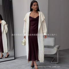 慵懒风长款针织开衫女秋冬新款设计感小众宽松慵懒风麻花毛衣外套