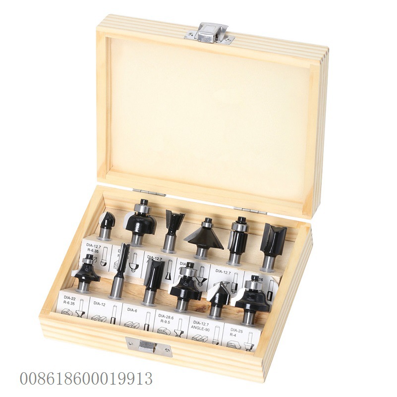 1/4柄1/2柄6柄8柄12件套木工铣刀套装 12PCS ROUTER BIT SET详情9