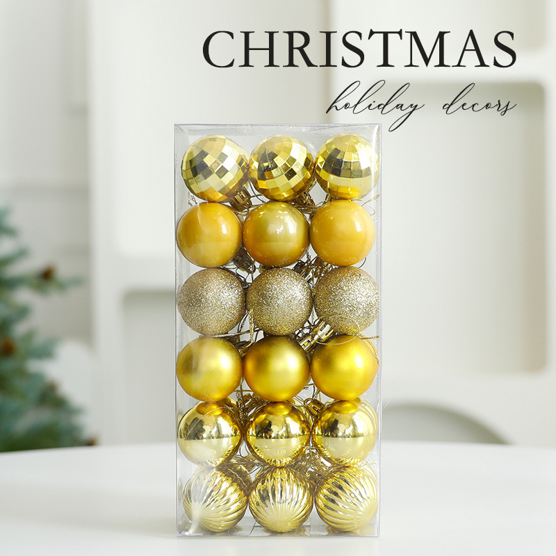 Amazon decoraciones de Navidad 4cm / 36pcs barril pintado conjunto de bolas de Navidad colgante de árbol de Navidad al por mayor