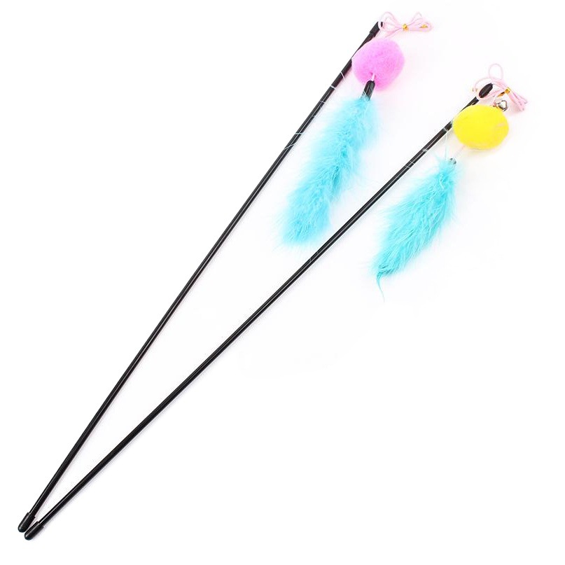 Long Rod divertido gato palo al por mayor de cuero Taobao en stock alargado largo pluma Bola de Pelo palo cubo gato palo gato juguete
