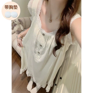 2026云朵棉固定胸垫 夏季背心吊带睡裙女花边甜美外穿家居服