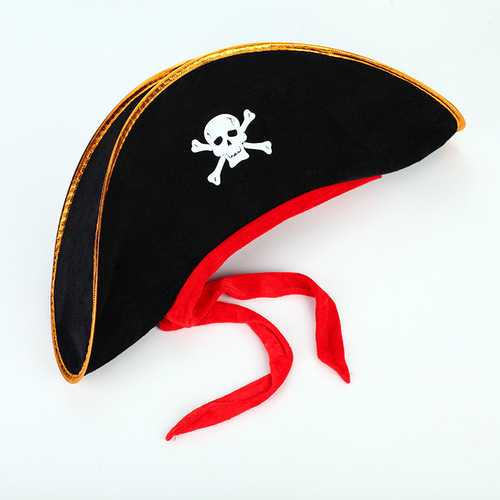 Halloween Pirate Hat, Caribbean Pirate Costume Accessory, Adult and Children's Hat, Red Ribbon Tied Morgan's Captain Hat