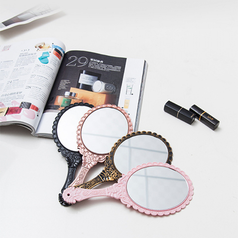 手持镜子小随身镜化妆镜迷你古风欧式椭圆学生宿舍便携手柄镜