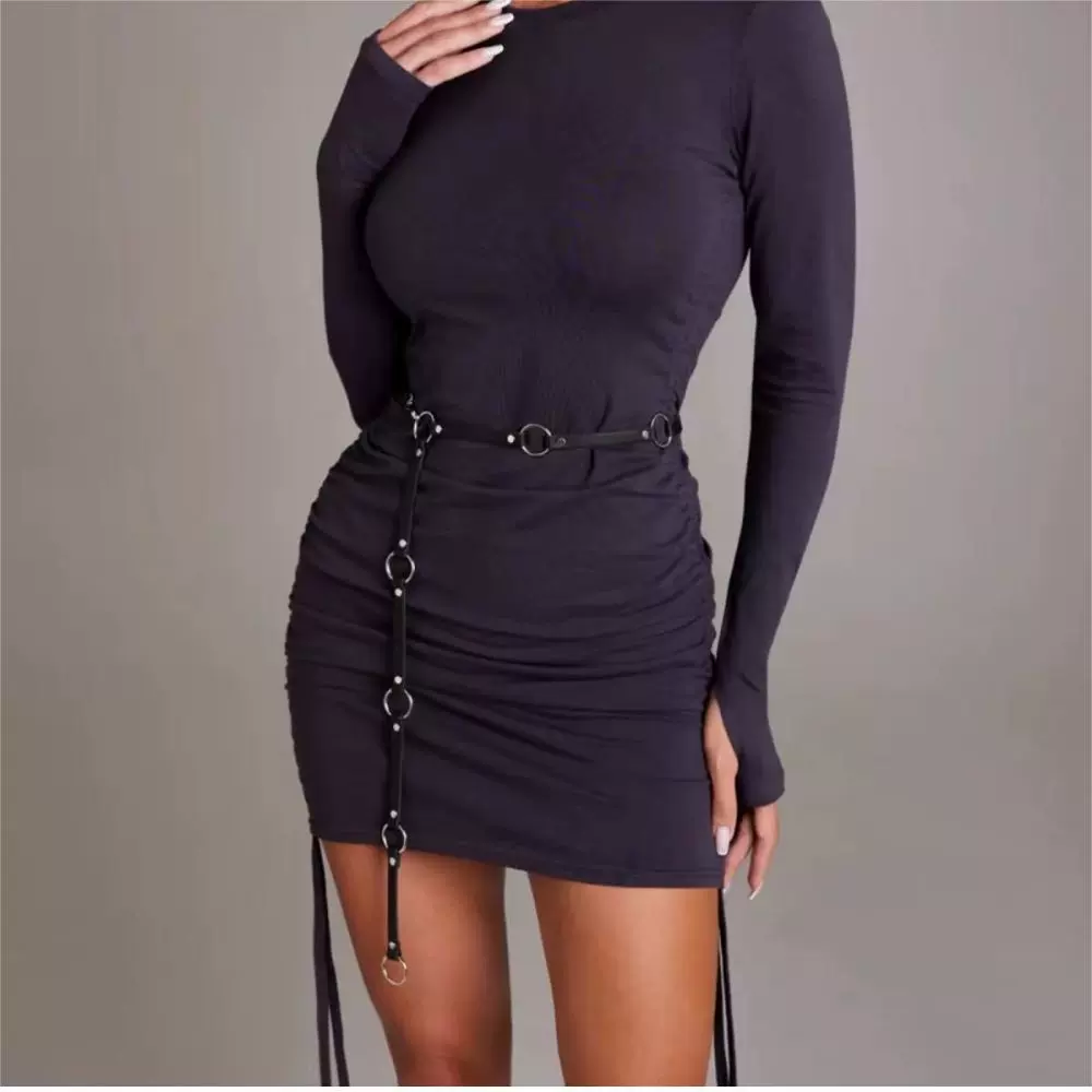 女用皮革装饰宽腰封腰链百搭镂空服饰女用腰带成人束腰皮带设计