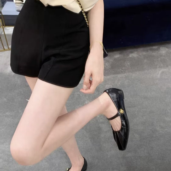Sheepskin Version ~ Genuine Leather French Gentle Inner Height Increasing silver Shallow Mouth Single-layer Shoes Women's Buckle Mary Jane Shoes Small Leather Shoes