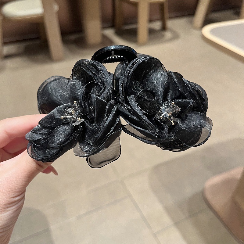 スーパーフェアリーフレンチロマンチックニッチホリデークリップ花びらヘアピン立体メッシュ大輪ヘアアクセサリーヘアピン女性用|undefined