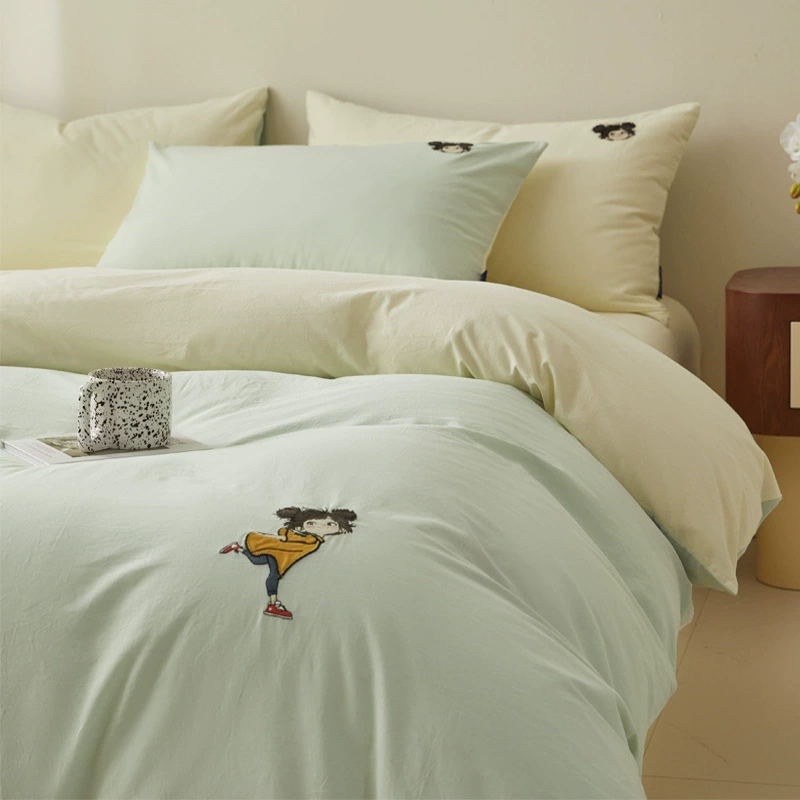 Повседневная кровать из чистого хлопка, комплект из четырех предметов, 100 хлопковых простыней для односпальной кровати, пододеяльник, комплект постельного белья из трех предметов, универсальный для всех сезонов 4