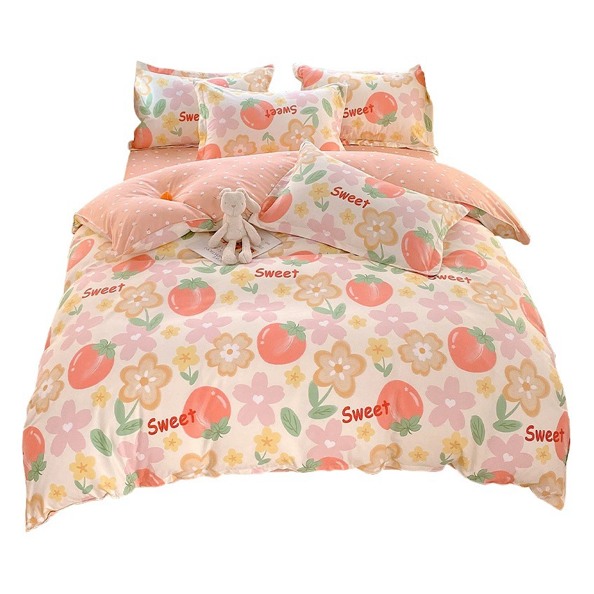 Оптовая продажа от производителя: утолщенный комплект постельного белья из четырех предметов для весны и осени, свежий стиль, простыня, пододеяльник, комплект постельного белья из трех предметов, подарок.