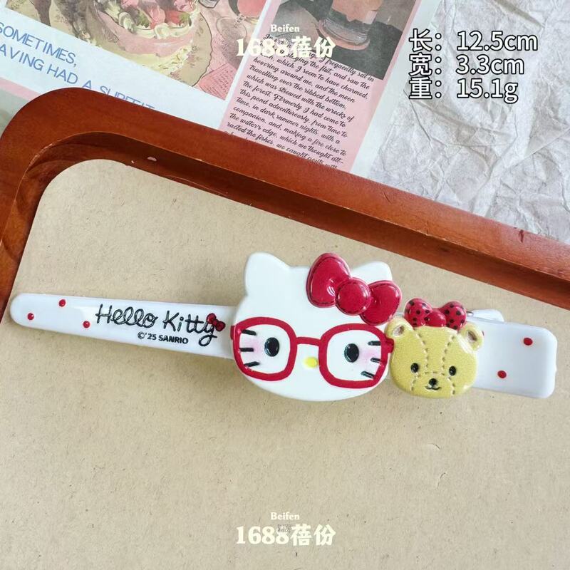 日系可爱kitty猫发夹大号鸭嘴夹甜美卡通洗脸化妆夹子无痕侧边夹|undefined