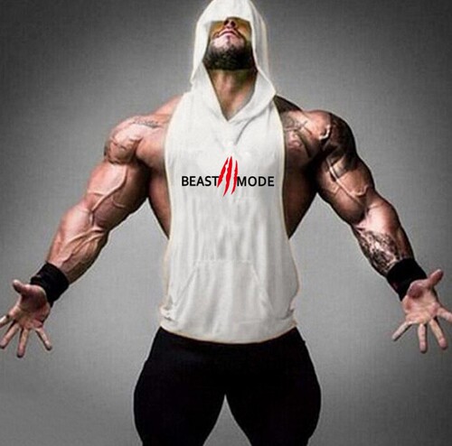 Summer new multi-color letter circle no fitness weightlifting sports casual loose hooded men's sleeveless T-shirt