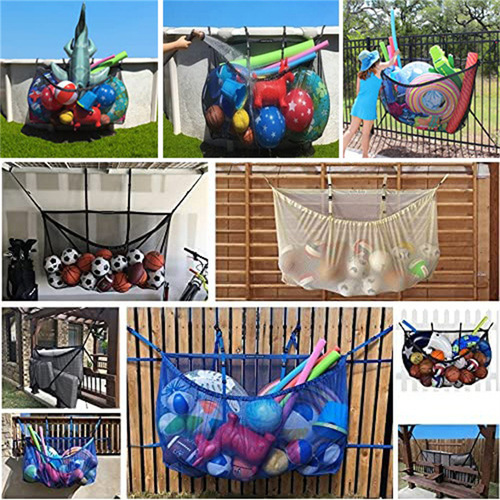 Amazon Large Pool Storage Bag Foldable Hanging Heavy Duty Mesh Bag Toy Houseware Storage Bag