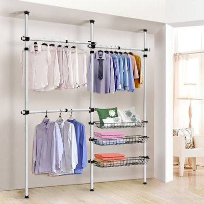 Indomitable Coat rack coat hanger to ground vertical wardrobe bedroom simple and easy Stainless steel Telescoping fold Clothes hanger