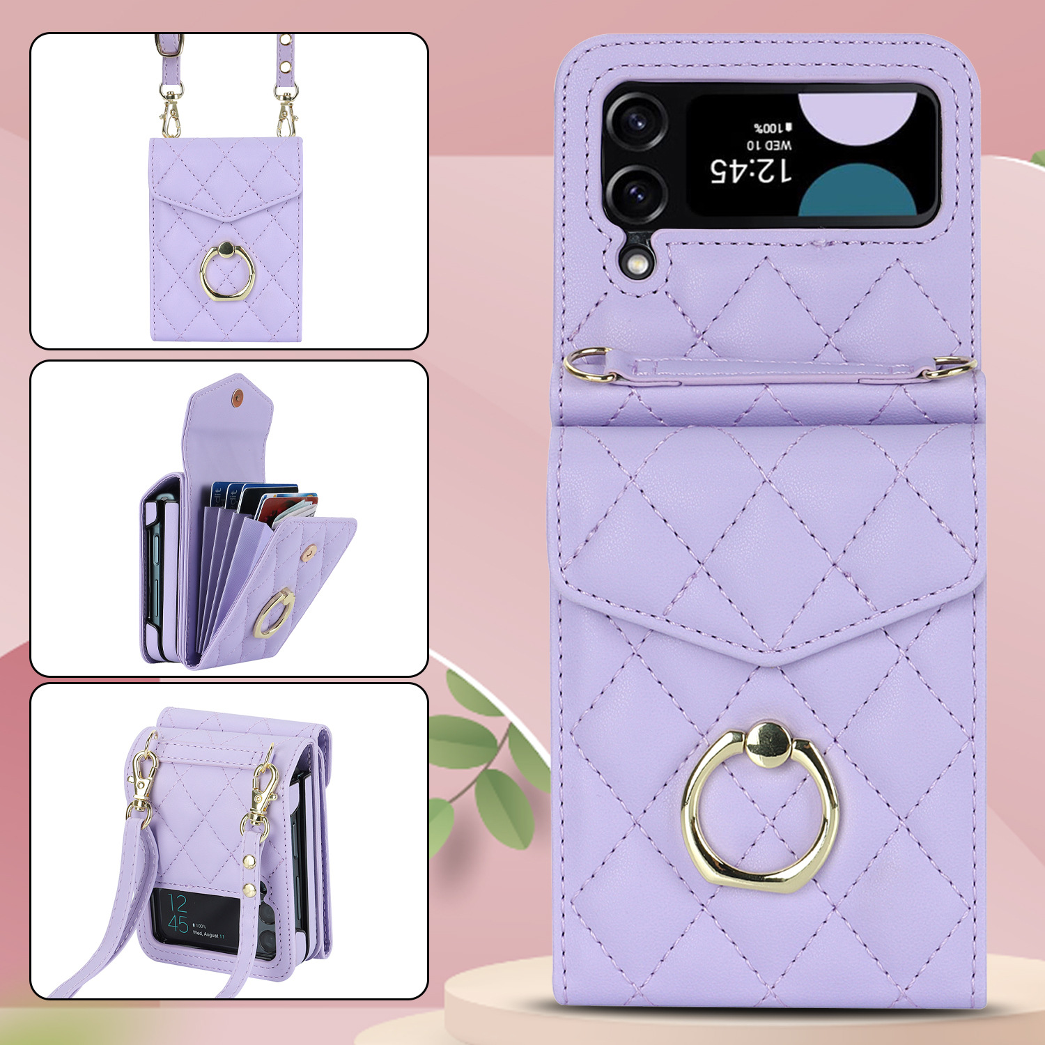 Samsung Flip6 Crossbody Phone Case With Ring And Wallet Cover_voghion.com
