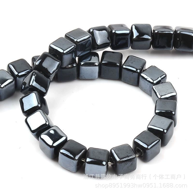 Handmade Ceramic Square Beads, 6/8/10 mm Polished Glazed Cubes for Necklace & Bracelet
