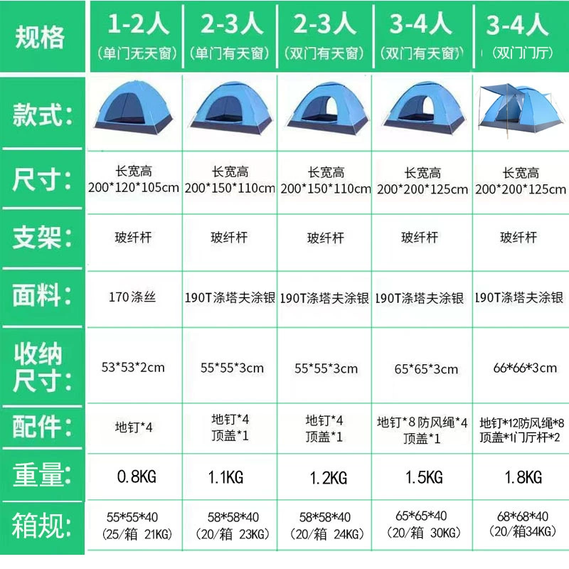 Automatic travel tent for camping for double for traveling, fully automatic