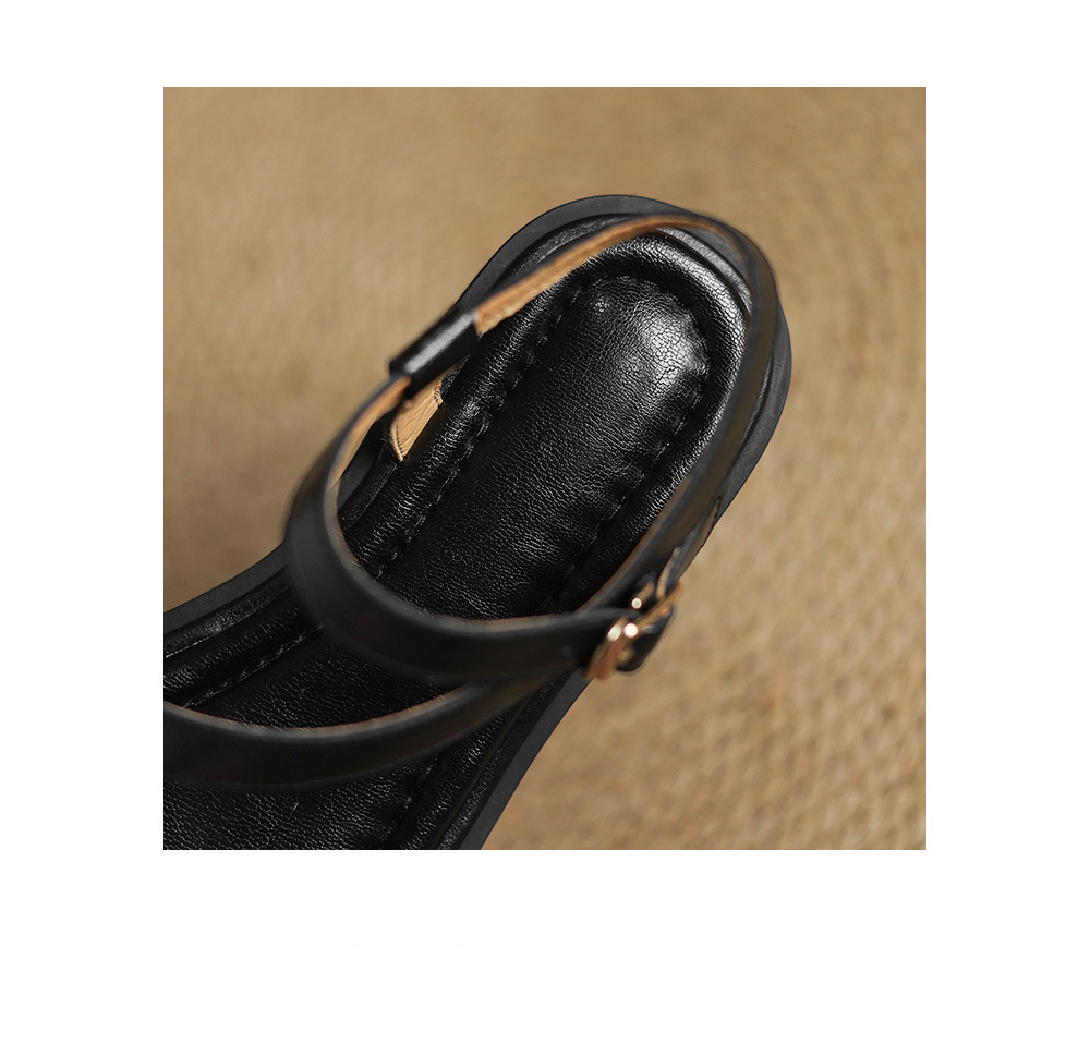 Sandal nữ quai ngang mũi hở đế bệt gót dày kiểu La Mã — nâu chi tiết 25