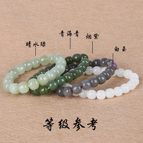 Natural Hetian jade loose beads, round beads, Qinghai material, old-shaped beads, separated beads, clear sailor necklace with beads, diy small accessories wholesale