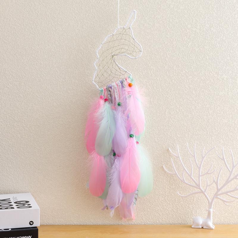 挂毯家居装饰网波西米亚风饰品个性独角兽羽毛捕梦网挂件挂饰