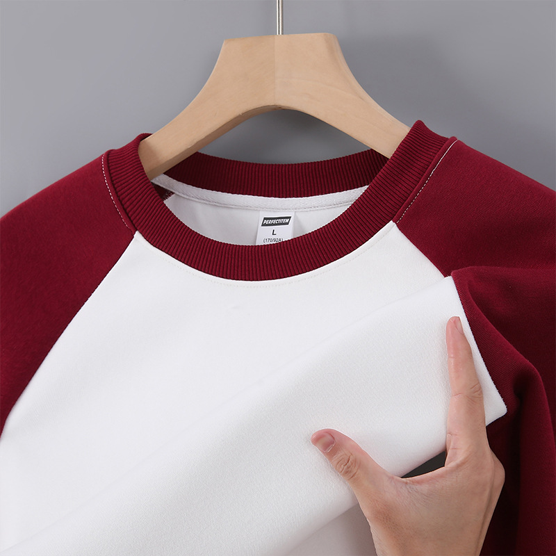 320G marca de marea retrógrada manga de hombro ropa de grupo personalizada uniformes de clase de estudiantes manga larga hombro de cuello redondo logotipo personalizado