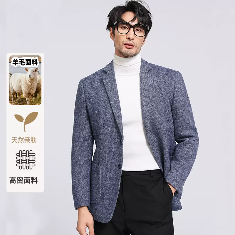 2025新款羊毛西服韩版轻商务高档抗皱抗起球男装跨境批发羊毛西装