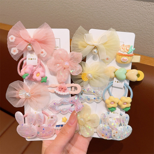 Children's Frozen Hairpin Elsa Princess Bow Hairpin Little Girl Clip Set Hair Accessories Girls Headwear