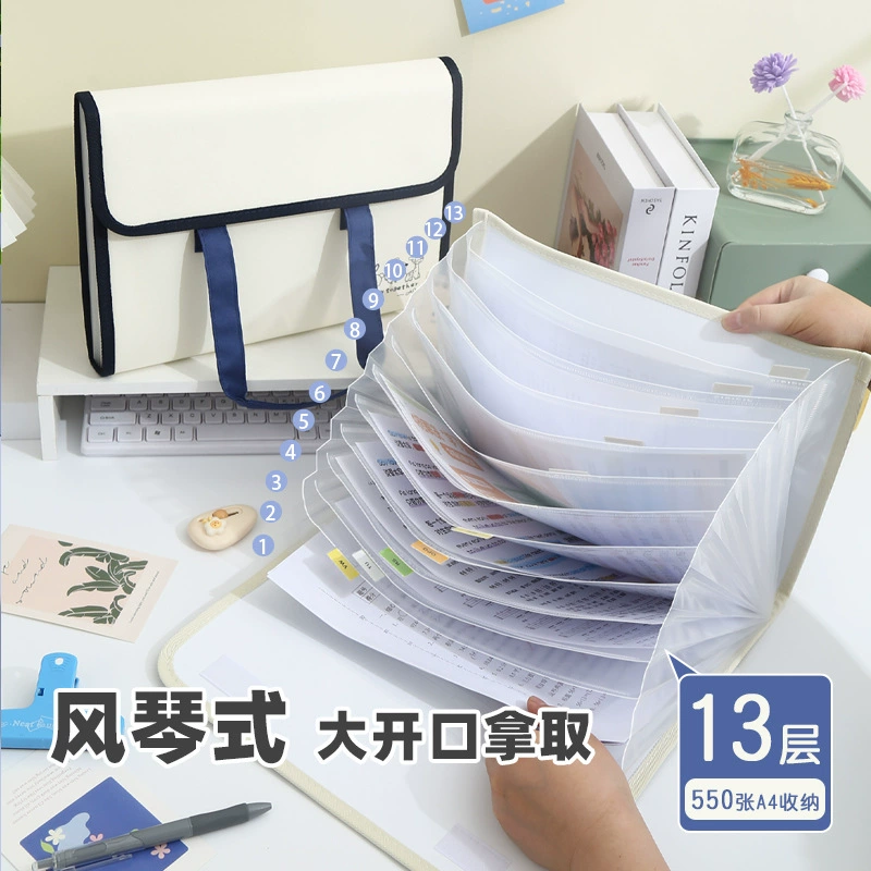Capacious multilayer handheld organ for folders, folder, storage bag, for secondary school