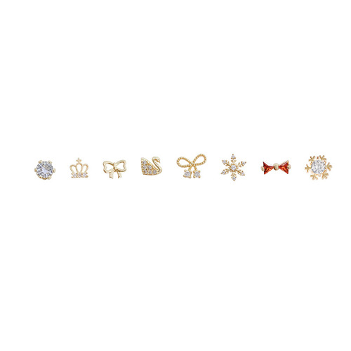 Six-Piece Set of Small Geometric Earrings for Women, Korean and Japanese Style, Fresh and Minimalist Diamond Earrings with a Pop Star Vibe, Simple and Unique Women's Jewelry