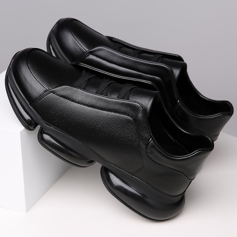 Giày sneaker nam da bò cổ thấp gót 3–5 cm đế cao su chống trượt thoáng khí — 1158 màu nâu, 1159 màu đen