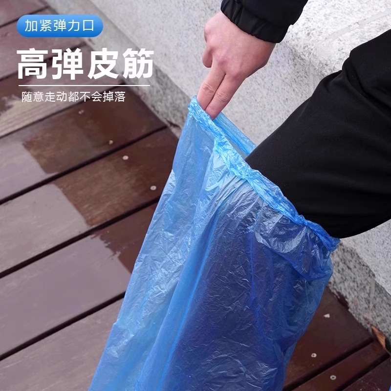 cubierta de zapato de lluvia desechable impermeable a prueba de agua antideslizante plástico transparente grueso resistente al desgaste cubierta de pie a prueba de lluvia PE alto tubo largo image 3