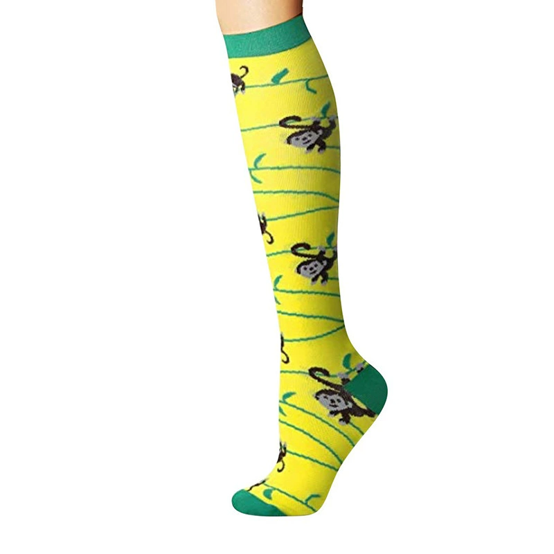 Compression Running Socks, Unisex Jacquard Knee-High Socks, Multiple Patterns, S/M & L/XL
