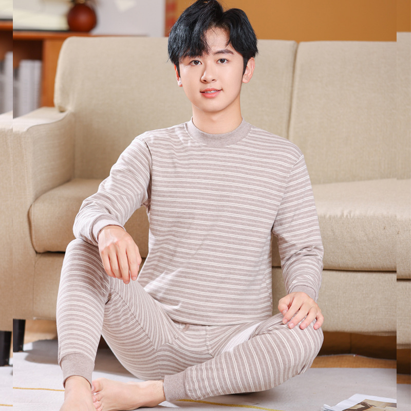 Pantalones de otoño para niños gordos para aumentar el peso pijamas para niños pijamas para niños mayores ropa interior cálida set de algodón